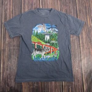Habitat Shirt Mens Small Black Pacific Northwest Inhabitants Wolf Graphic Nature